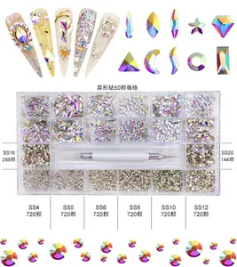 Fondo piatto unghie con strass di forma diversa strass per unghie in cristallo di vetro strass 3d per la decorazione di Nail Art