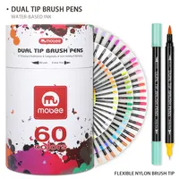60 रंग अतिरिक्त ठीक टिप नायलॉन टिप्स पानी रंग ब्रश कलम दोहरी टिप rotuladores कला ड्राइंग के लिए मार्कर