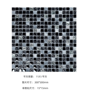 Moderne Piastrelle di Lusso in <span class=keywords><strong>Mosaico</strong></span> di Cristallo Nero con Design a <span class=keywords><strong>Mosaico</strong></span> Quadrato di Foshan per Decorazione Murale - Product Image 6
