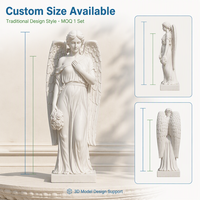 Statue d'ange féminin ailé en marbre blanc sculpté à la main, tenant un bouquet de fleurs, pour jardin commémoratif, cimetière, villa, propriété, décoration extérieure