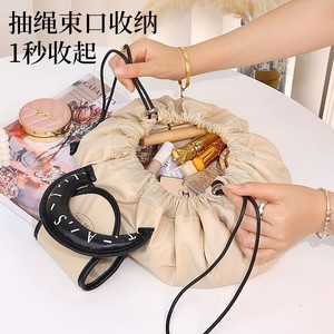 Lazy Person <b>Makeup</b> Bag Large Capacity Portable Travel Drawstring Toiletry Bag <b>For</b> Women Cosmetic <b>Storage</b> With Soft Handle - Product Image 4