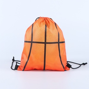 Children's Basketball <b>Drawstring</b> <b>Backpack</b> Orange Sport Bag For Outdoor Activities Unisex Convenient Design - Product Image 3