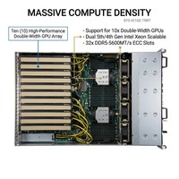 Serveur GPU SuperServer 4U SYS-421GE-TNRT avec double processeur Intel Xeon de 5e génération, 13 emplacements PCIe 5.0, prise en charge de 10 GPU pour l'apprentissage profond (AI) et le calcul haute performance (HPC)