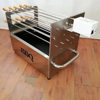 Haute Acier Inoxydable Deux Couches Portable BBQ Grill Rotissoire Brochette Argent Charbon De Bois Grill Chariot Pliant pour Camping En Plein Air