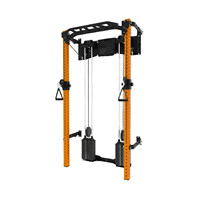 Appareil d'entraînement fonctionnel mural pliable avec blocs de poids intégrés, rack à squats pliable et système de poulies à double câble croisé