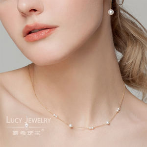 Chica romántica Linda encantadora <span class=keywords><strong>Tik</strong></span> <span class=keywords><strong>Tok</strong></span> Ins Popular perla <span class=keywords><strong>de</strong></span> agua dulce 18K oro encanto collar gargantilla cadena <span class=keywords><strong>de</strong></span> eslabones Mini joya para regalo - Product Image 6