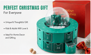 Custom Green Circular Advent <b>Calendar</b> Box with Snow Globe 24 Drawers Rigid Cardboard Christmas Blind Box Mystery Packaging - Product Image 3