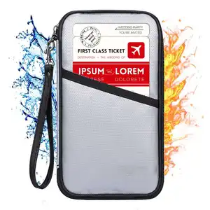 Produto de arquivo portátil personalizado prata para passaporte e moeda, saco de certificado resistente a fogo e água