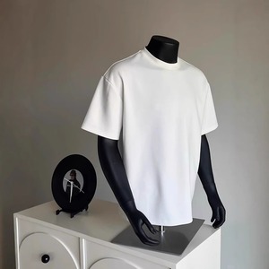 T-shirt da <span class=keywords><strong>uomo</strong></span> girocollo in puro cotone pettinato resistente, <span class=keywords><strong>bianca</strong></span>, a maniche corte, con strato interno e mezze maniche - Product Image 2