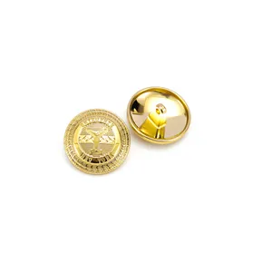 Botones da cucire dorate con bottone con gambo in metallo goffrato con Logo personalizzato di alta qualità per abbigliamento