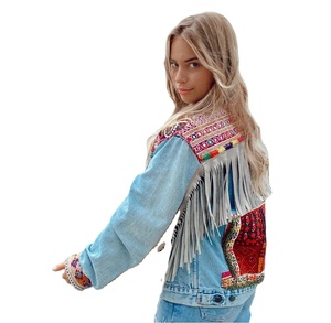 New Indian Style <b>Lady</b> Multi Color Long Sleeve Banjara Denim Jacket - Product Image 2
