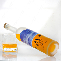 Bouteille en verre ronde de 500 ml, 700 ml, 750 ml, givrée, avec impression sur écran, rhum, whisky, gin, spiritueux, vodka