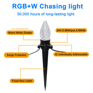 หลอดไฟ LED คริสต์มาสกลางแจ้ง C9ควบคุมผ่านไวไฟระบบคลาวด์หลอดไฟคริสมาสต์ DC12V 24โวลต์ UCS2904 C9 IP68พื้นดิน - Product Image 2