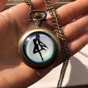 Antik eski kolye kuvars saat kolye Sailor Moon <span class=keywords><strong>Anime</strong></span> zincirli cep saati Cosplay hediye için - Product Image 6