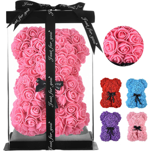 Orsacchiotto di Rose Personalizzato, Fiori Artificiali, <span class=keywords><strong>Regalo</strong></span> per Anniversario, <span class=keywords><strong>Natale</strong></span>, San Valentino, Decorazione per Matrimonio - Product Image 1