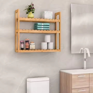 Wall Mounted Storage Rack Waterproof <b>Towel</b> Rack Bamboo 3 Tier <b>Bathroom</b> Shelf - Product Image 5