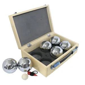 Trò Chơi Giải Trí Kim Loại Petanque Balls Bocce Ball Set Trong Hộp Gỗ