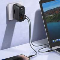 Adaptateur secteur LDNIO Q366 65W GaN avec prise US EU UK, 2 ports USB Type-C, chargeur rapide pour téléphone portable, ordinateur portable, chargeur rapide pour voyage