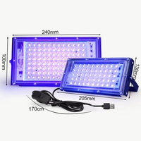 Reflector LED UV con Retroiluminación USB de 50W 100W 150W 395nm, Resistente al Agua, para Curado de Resina, Pintura Fluorescente, Fiestas y Arte que Brillan en la Oscuridad