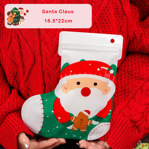 Sacs refermables en forme de chaussette de Noël personnalisés, sacs en plastique réutilisables pour emballer des biscuits, des bonbons, des friandises, des cadeaux alimentaires - Product Image 3