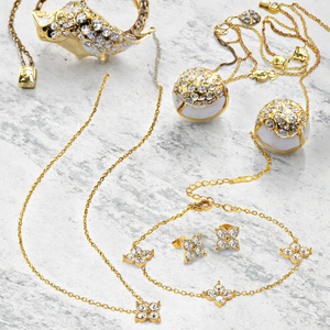 Ensemble de bijoux en acier inoxydable plaqué or 18 carats avec zircon, collier, bracelet, boucles d'oreilles, MEILLEUR /Ensemble pour femme, cadeau de fête - Product Image 3
