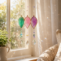 Attrape-soleil en résine en forme de feuille, carillon éolien, ornement de fenêtre, art mural, attrape-soleil décoratif pour la maison, idéal pour le dropshipping