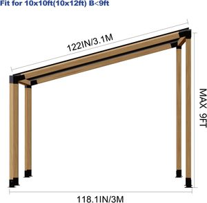 Pergola Kit 15 ° Xếch Roof Núi Bracket Log Cabin Ngoài Trời 4 "X 4" Gỗ 3-Cách Chân Đế Với Bài Cơ Sở Kit - Product Image 3