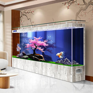 Large Floor-standing Wall-mounted Lighted Rectangular Ultra-clear Glass <strong>Fish</strong> <strong>Tank</strong> Rectangular Aquarium for Living Room - Product Image 1
