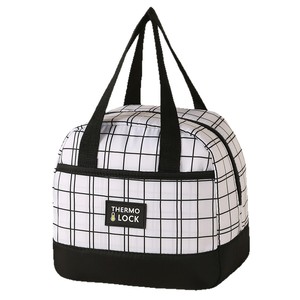 กระเป๋าใส่อาหารกลางวันแบบมีฉนวนกันความร้อนลายตารางสีน้ำเงินกรมท่าและสีดำสำหรับทำงานและปิกนิก - Product Image 5