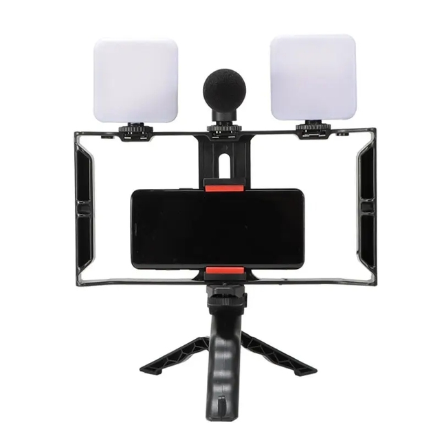 Vlogging Kits Video Camera Cage Stabilizer Film Making Rig for All Smart Phones Video Rig Mobile Phone Holder Hand Grip Bracket