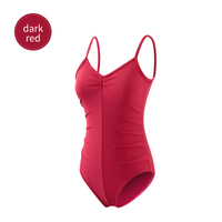 Justaucorps de danse pour femmes adultes, violet-rouge, en nylon flexible, avec soutien-gorge intégré, pour l'entraînement