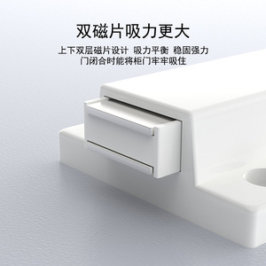 Mécanisme de rebond pour porte d'armoire Xianying, loquet magnétique, bouton-poussoir, poignée sans poignée, ABS, pour porte simple ou double - Product Image 2