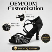 Chaussures de danse latine pour femmes, talons de salsa, tango, danse de salon, avec strass, couleur noire, chaussures de sport pour femmes, sandales d'été