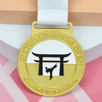 Médaille de récompense personnalisée pour les vainqueurs de compétitions de Taekwondo, de karaté, de boxe et d'arts martiaux, avec ruban imprimé