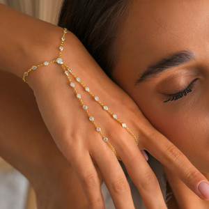 Sparking Clear Cz Station Link Chain Boda Regalo nupcial Elegante Calidad superior Moda Gorgeous Finger Slave Pulsera Joyería de mano - Product Image 2