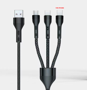 Cable de Carga Multifunción GTL-003 3 en 1, Cable de Carga Trenzado de Nailon, Enchufe Convertible de 200w para iPhone y Samsung - Product Image 1
