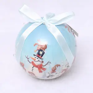 Factory Wholesale 8cm Christmas Paper Wrapped Ball With Led Light Home Ornaments