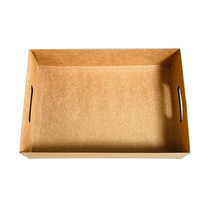 Dùng một lần tự nhiên Kraft nâu giấy phục vụ khay với xử lý kích thước tùy chỉnh Cookie bánh ngọt đóng gói thực phẩm lớn khay - Product Image 2