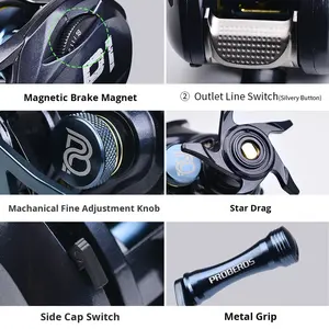 Carrete Baitcasting Freno magnético estable y sensible Arrastre máximo 8kg 7,<span class=keywords><strong>2</strong></span>: 1 Relación de engranaje 5 + 1BB Carrete de fundición de cebo Carrete de pesca - Product Image 4