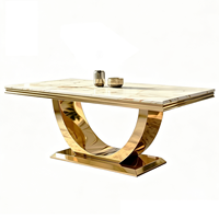 Ensemble de table à manger moderne de luxe avec plateau en marbre et base en acier inoxydable doré, chaises de salle à manger en velours pour la maison, l'hôtel ou la villa