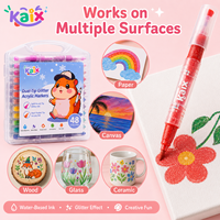 Marqueurs acryliques à paillettes KAIX Sparkle Ink OEM, double embout, pinceau souple, stylos à peinture acrylique pour le journaling artistique