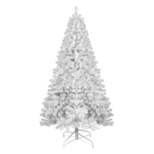 Árbol de Navidad Artificial Preiluminado Blanco de 7.5 Pies con Luces LED Cálidas, Base Metálica y Decoraciones para Interiores - Product Image 1