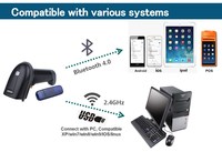 Chine pas cher Restaurant Blue Tooth USB Interface lecteur de codes à barres portable 1D 2D sans fil lecteur de codes à barres pistolet