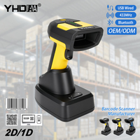 Escáner de Código de Barras Industrial Portátil de Alta Calidad YHDAA, CE FCC ROHS, Lector de Código de Barras Inalámbrico 2D Bluetooth 433Mhz