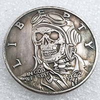 Liberty Skull Pilots Silver Plated Coin Hobo Nickel Art