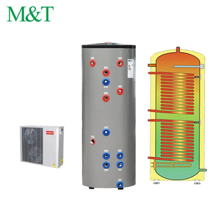 Belgia 80 Galon Gulungan Ganda Pompa Panas Digunakan Tangki Air Panas Lucht-water Warmtepompboiler Tangki Pemanas Air Domestik 300L