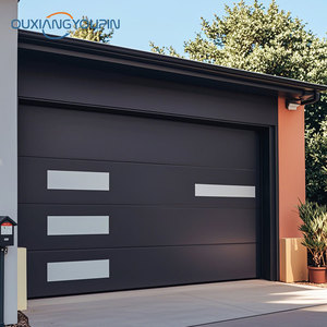 Hiện đại dân cư điện cách điện cửa nhà để xe Kính xem đầy đủ cắt đen nhân đôi không khung kết thúc trang trí tính năng - Product Image 2