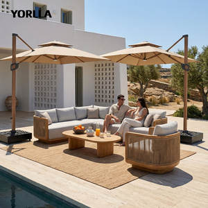 YORLLA Canapé d'extérieur modulable moderne en teck avec dossier en corde – Fabricant - Product Image 2