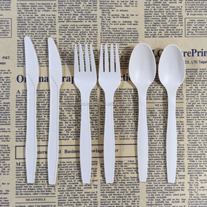 Restaurant 7 Inch Biodegradable Corn Starch Tableware One Time Use Knife Fork And Spoon Disposable Cutlery Plastic