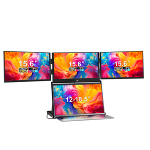 Metal Design 15.6 Inch Horizontal Quad Portable Monitor for 12-18.5 inch Laptop Screen Extender Triple 1080P FHD LCD Display - Product Image 1